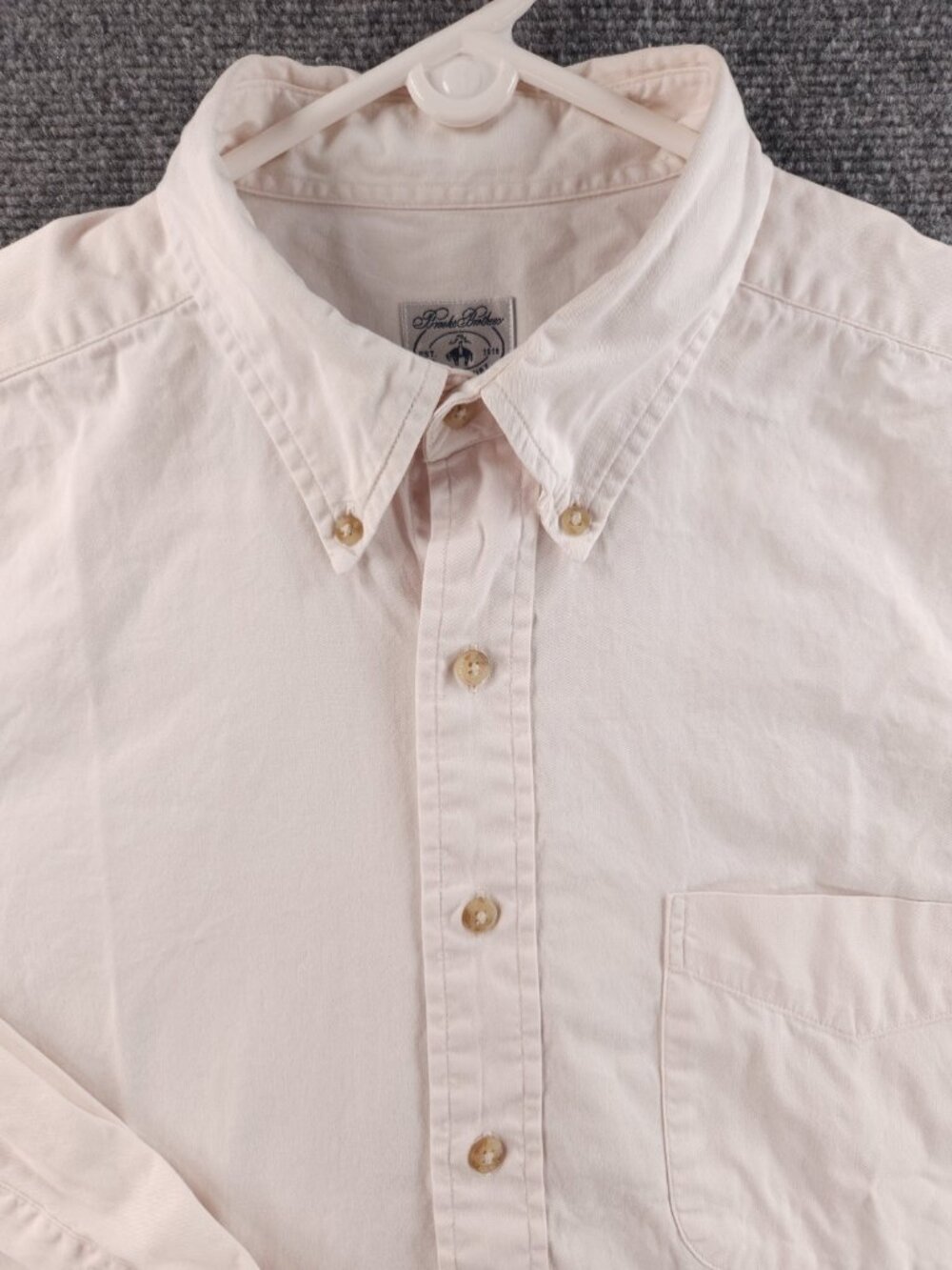 Brooks Brothers Light Beige Cotton Button-Down XL Beige Long Sleeve Men Solid
